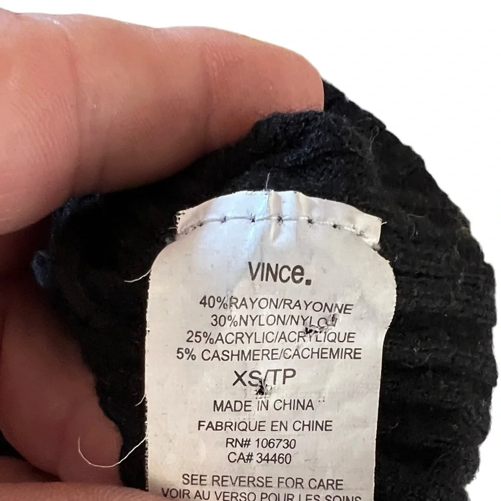 Vince. Cashmere Blend Black Ribbed Turtleneck‎ Sweater